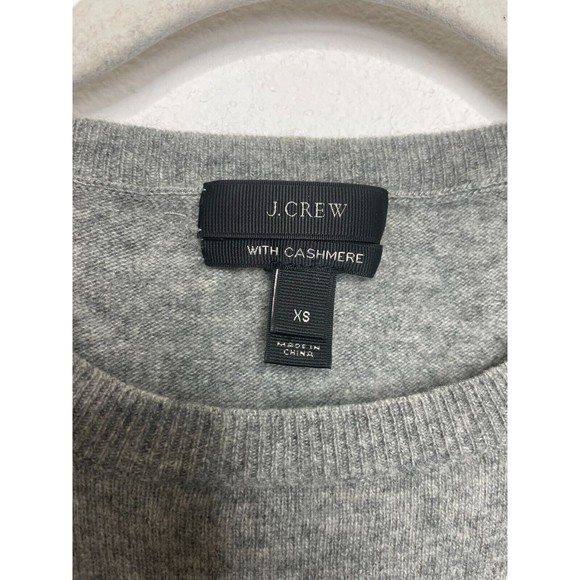 J. Crew  XS Sweater Gray Jeweled-Shoulder Cashmere Knit Pullover Crewneck - Picture 11 of 16